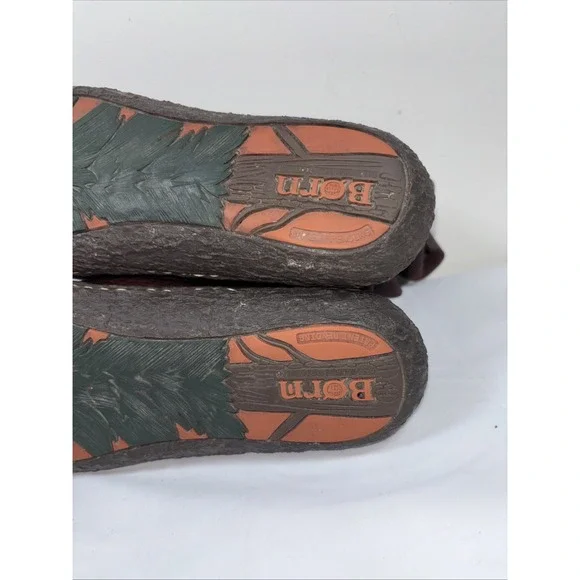 BORN Womens 9.5M Brown Pebbled Leather Boots W6807 Calf High Slouch Comfort Chic - Picture 12 of 14